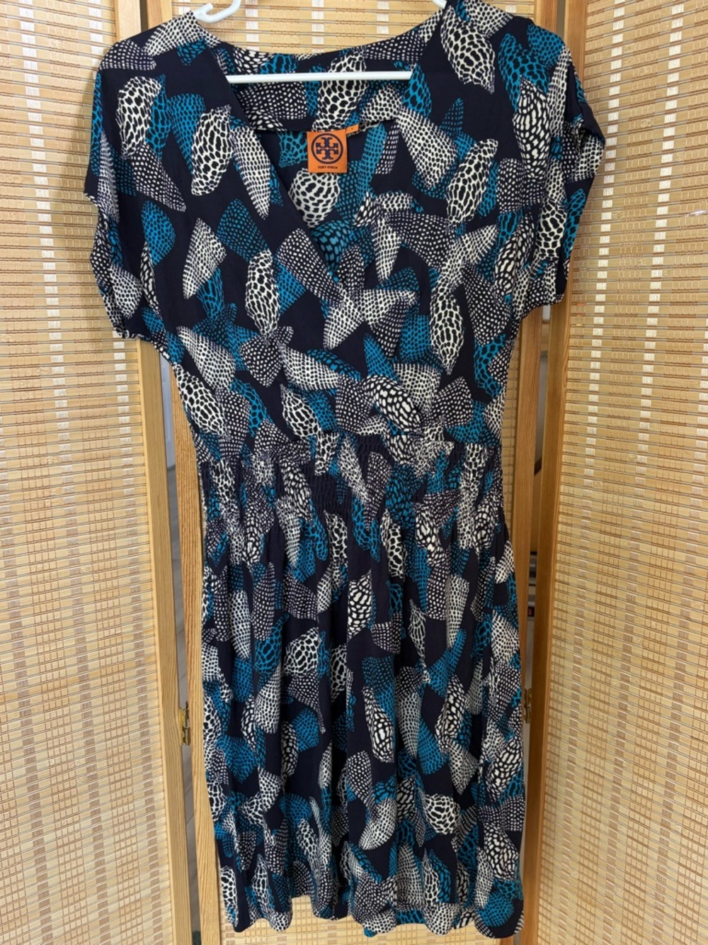 Tory Burch Seaside Shell Print Silk Faux Wrap Dress – Size S